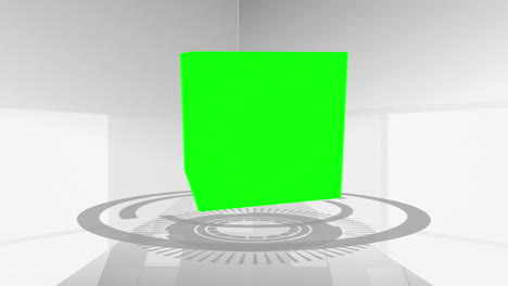 montaje de pantallas verdes en un cubo