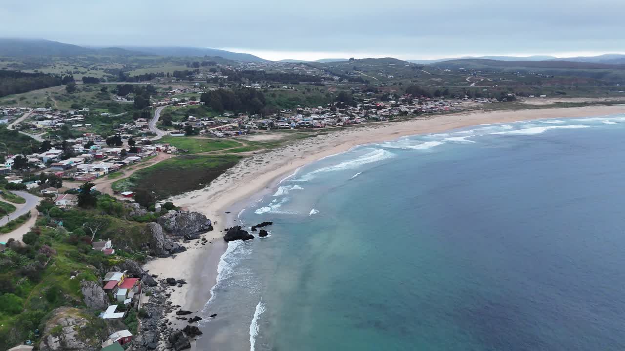 houses on pichicuy beach, la ligua commune, valparaiso region, country of chile
