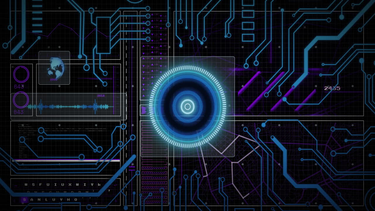 Animation of scope scanning over connections and globe