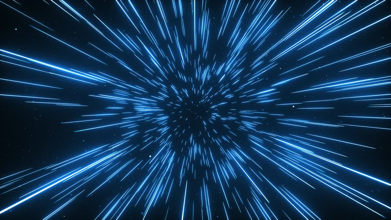 fondo cósmico creativo abstracto. hiper salto a otra galaxia. velocidad de la luz, rayos brillantes de neón en movimiento. hermosos fuegos artificiales, explosión colorida, big bang. moviéndose a través de las estrellas. bucle sin costuras