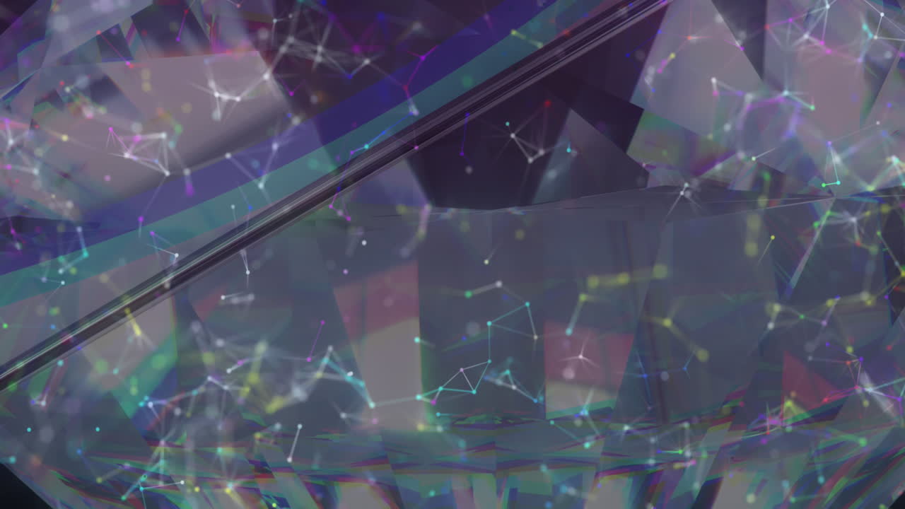 크리스탈 위에 움직이는 파란색과  ⁇ 색 모양의 애니메이션