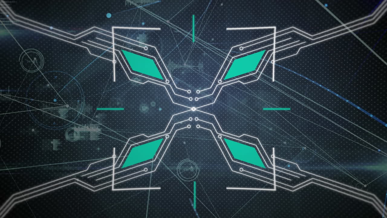 연결 네트워크와 함께 인터페이스 범위 스캐닝 회로판의 애니메이션, 검은색