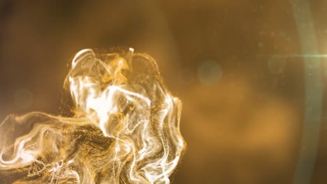 animation of white particle cloud and light moving on brown background