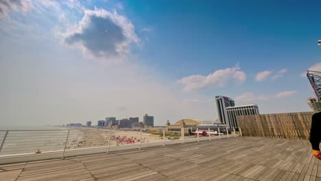 Ciudad-Atlántica,-Timelapse-De-La-Playa-De-Nj-Desde-La-Vista-De-La-Ventana