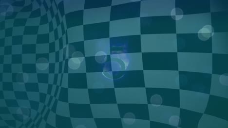 animation of glowing spots over waving black and white racing flag