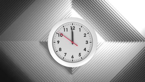 animación del reloj sobre la superficie cuadrada gris en movimiento