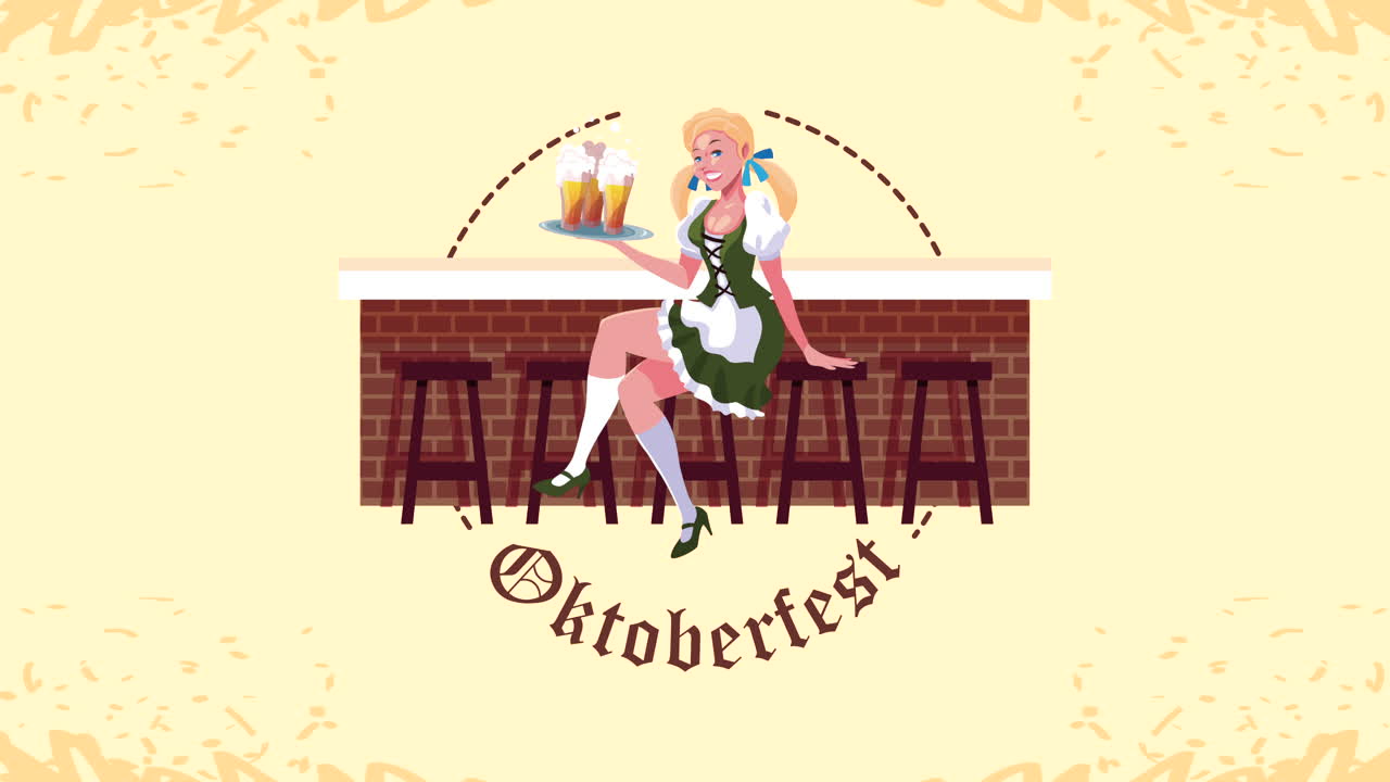 바텐더와 함께하는 오크테르페스트 장면