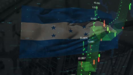 Animation-Der-Datenverarbeitung-über-Der-Flagge-Von-Honduras