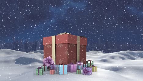Schneefall-Und-Weihnachtsgeschenke