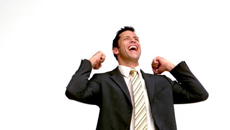 Excited-businessman-cheering