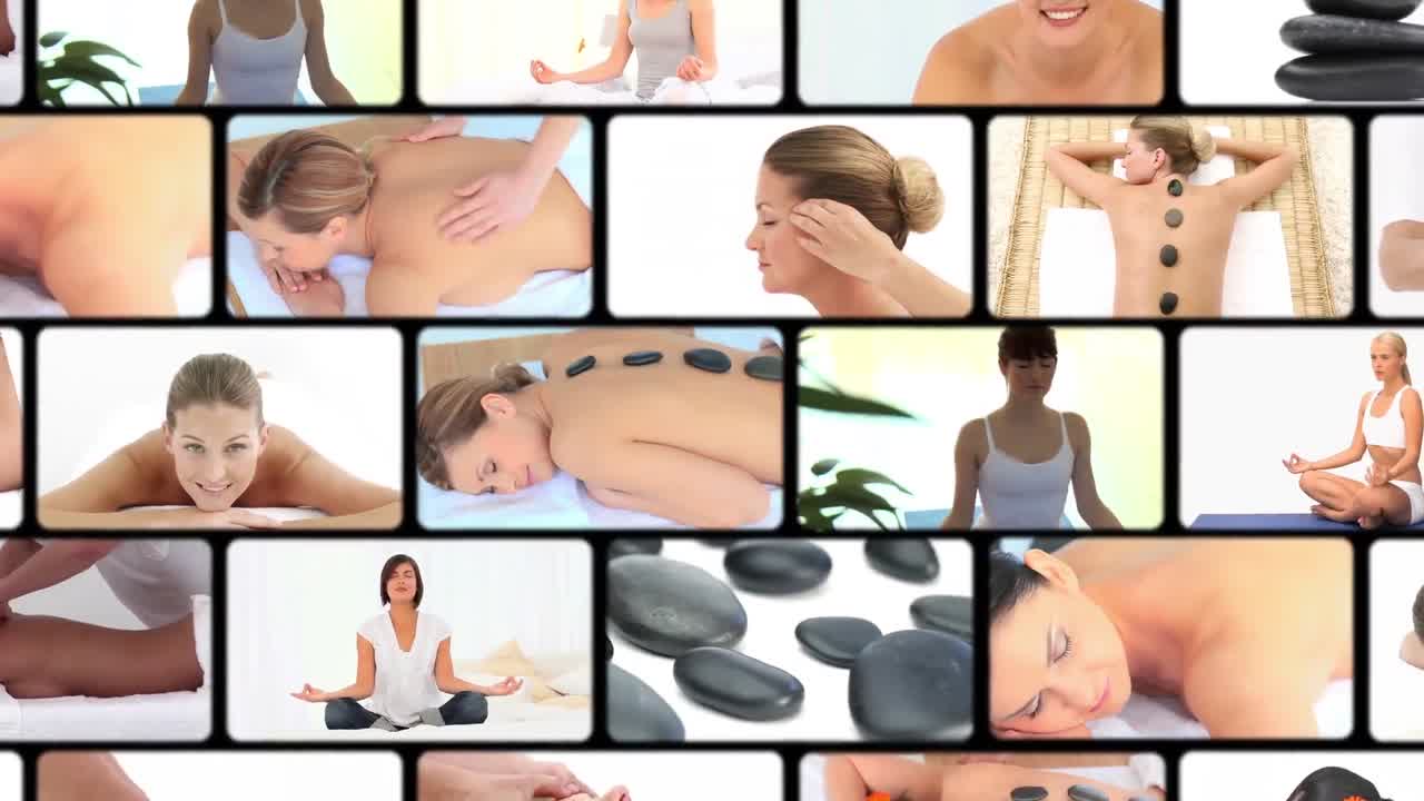 스파에서 여성의 몽타지