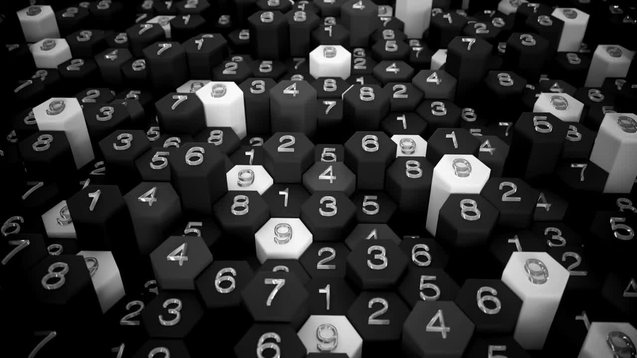 4K Abstract Honeycomb Grid With Random Numbers.