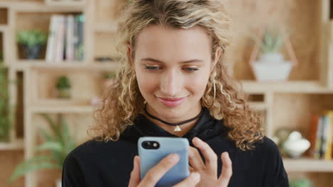 Business,-office-and-phone-with-a-woman-searching