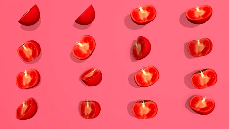 colorful pattern with tomatoes - 3d elements, 4k loopableless loop isolated, perfect for digital composition