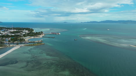 aerial of tropical lagoon in koh phangan, pantip, thailand