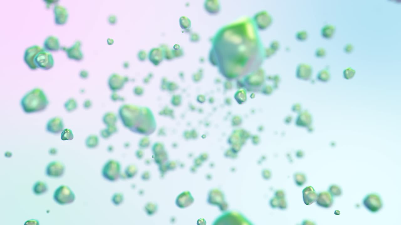 공중에 떠다니는 초록색 거품