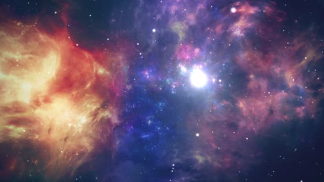 ciencia ficción volando en el espacio estrellas de galaxia y nube de gas animación de bucle