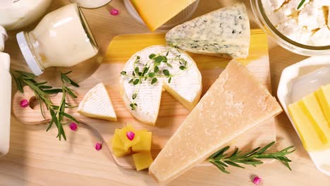 variety of cheeses and dairy on display