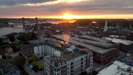 aerial sunrise tilt up portsmouth new hampshire