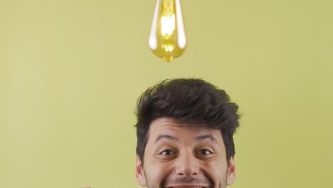 The man&#039;s eureka moment. Creative and smart young man.