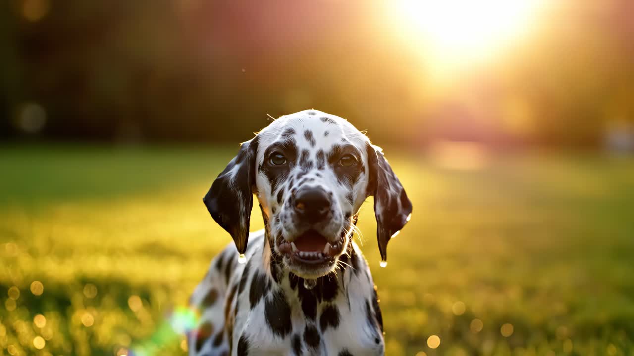 Dalmatian dog in the rain