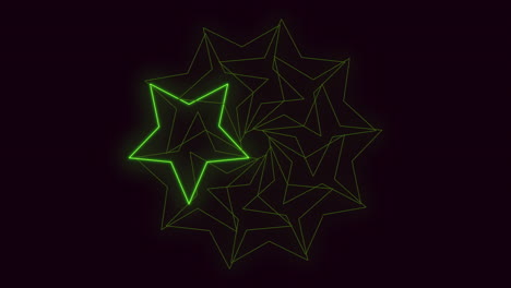 estrella triangular verde brillante que brilla contra un fondo oscuro