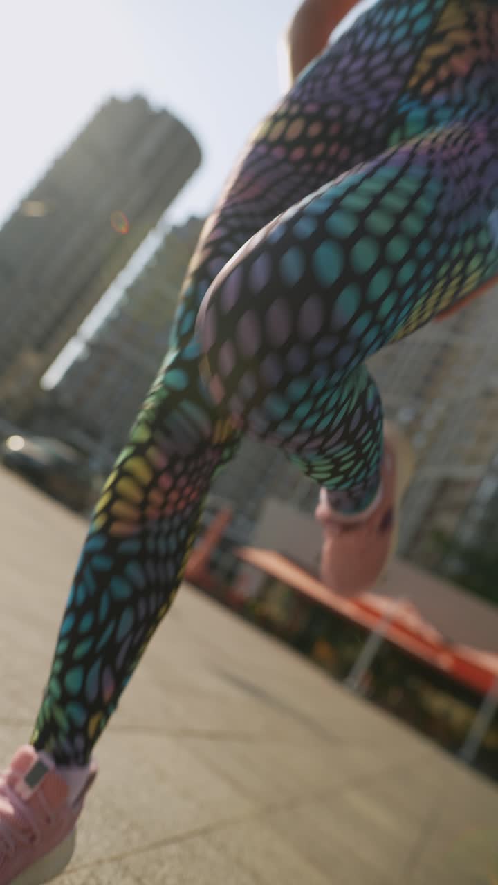 도시에서 뛰어다니는 여자