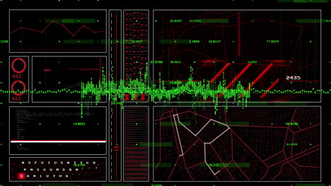 animación del procesamiento de datos digitales en pantallas con fondo oscuro