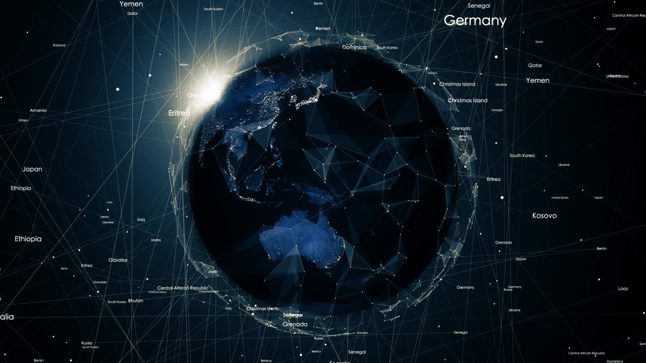 지구를 둘러싼 글로벌 네트워크 연결