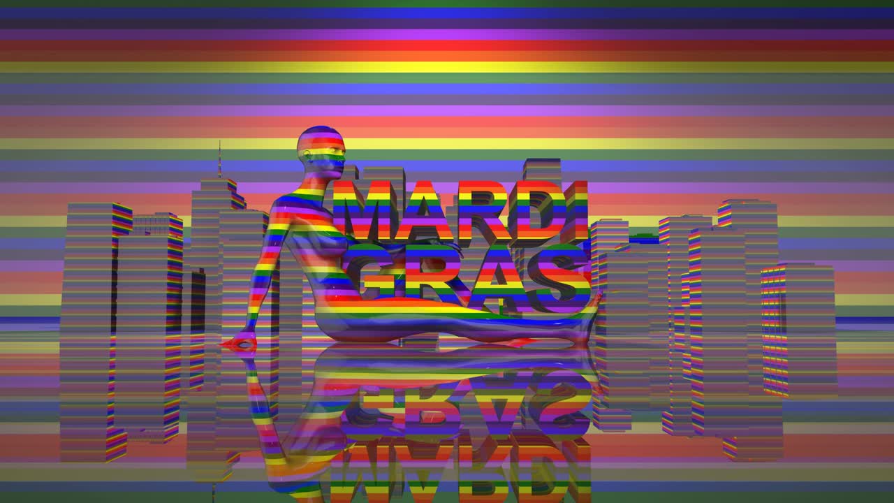마디 그라스 게이 프라이드 lgbt 커뮤니티 그래픽 타이틀 3d 렌더링