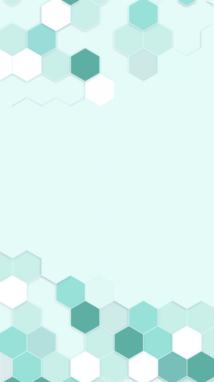 Health care abstract background with hexagons pattern. Medical innovation loop animation with copy space. Biology and pharmaceutical technology green background. Vertical video.