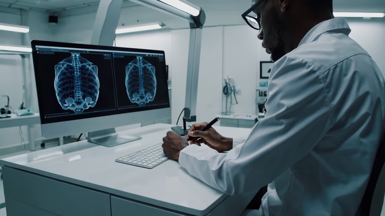 Doctor Reviewing X-Ray Images