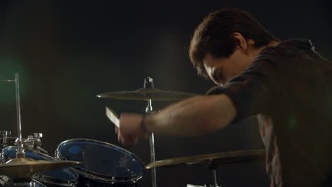 Slow-Motion-Sequence-Of-Drummer-Playing-Drum-Kit