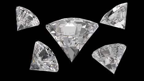 cinco bucles de diamantes giratorios con el canal alfa mate