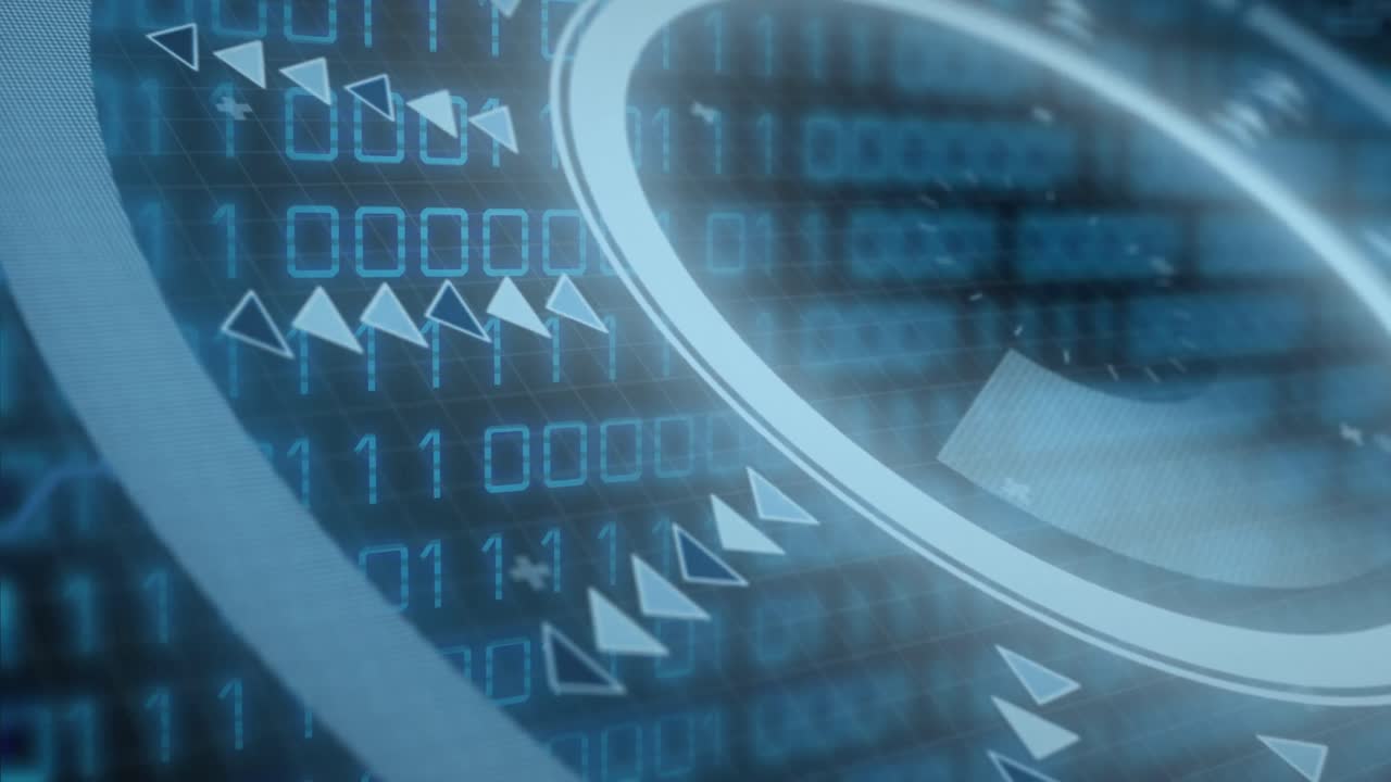 animación del procesamiento de datos sobre un fondo oscuro