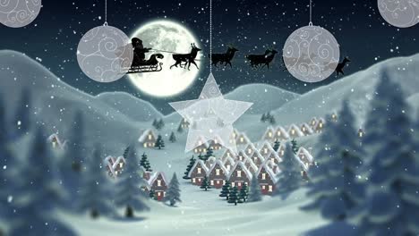 Animation-of-christmas-decoration-over-winter-landscape