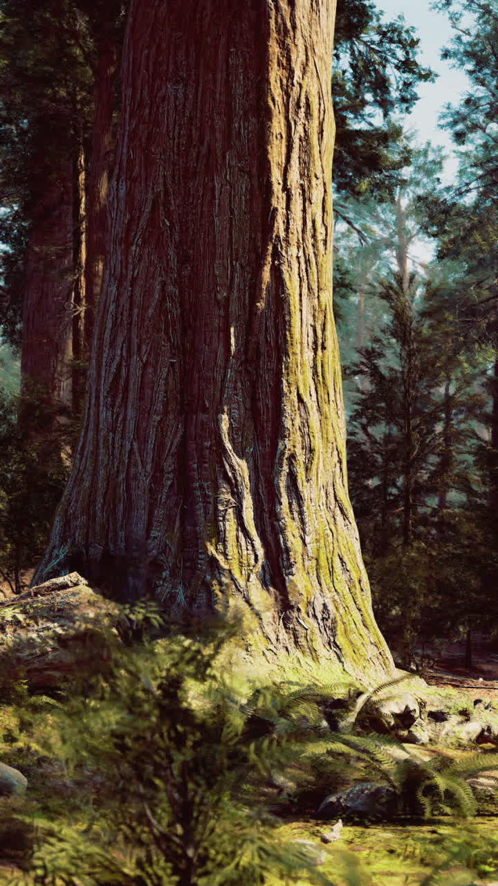 Majestic tall trees rise in a lush green forest during daylight