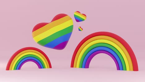 3d rendering of podium against rainbows and multicolored hearts
