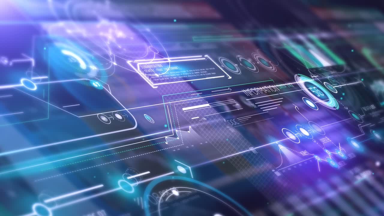 Data array in virtual 3D space close-up