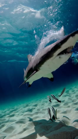 shark hunting underwater