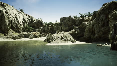 scenic rocky coastline with clear water and lush vegetation during daytime
