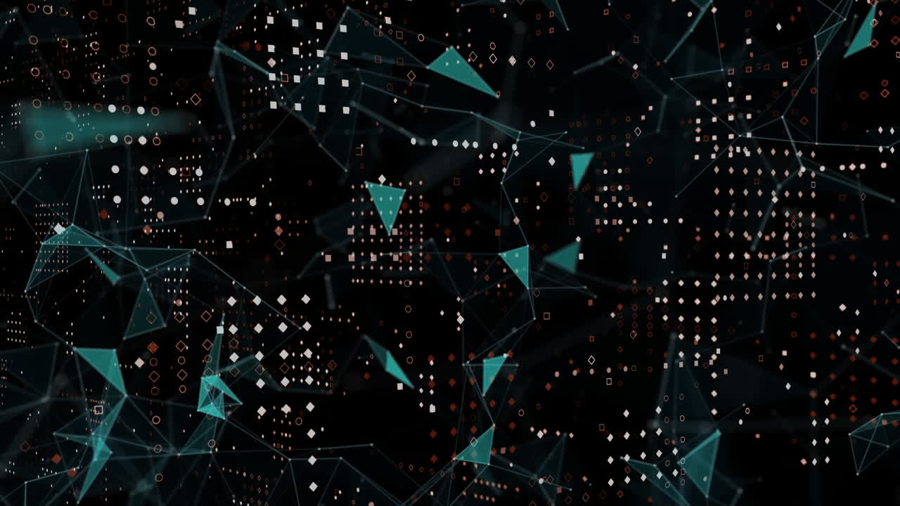 animación de puntos conectados con líneas y puntos que forman cuadrados sobre fondo negro