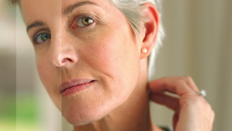 el rostro de la mujer con la comparación del tono de la piel