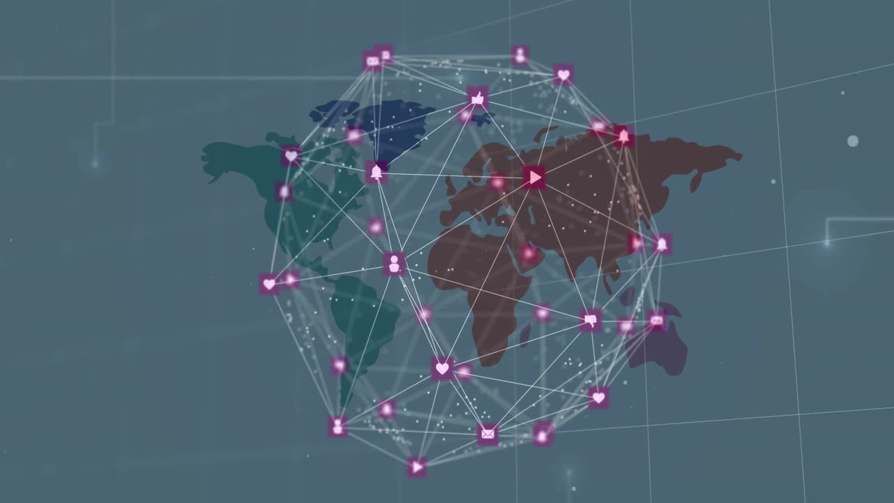 Animation of globe of connections over world map