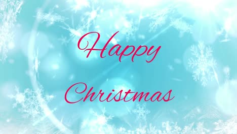 Animation-of-happy-christmas-text-over-falling-snow-on-blue-background