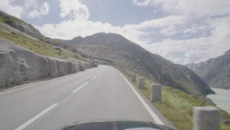 driving from the grimsel to the furka pass through the famous valley in the swiss alps