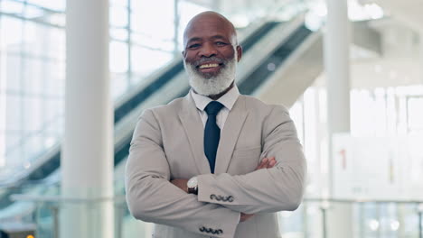 happy, arms crossed and business with black man
