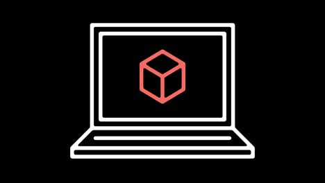 3D Modeling Software Line Icon Animation with Alpha