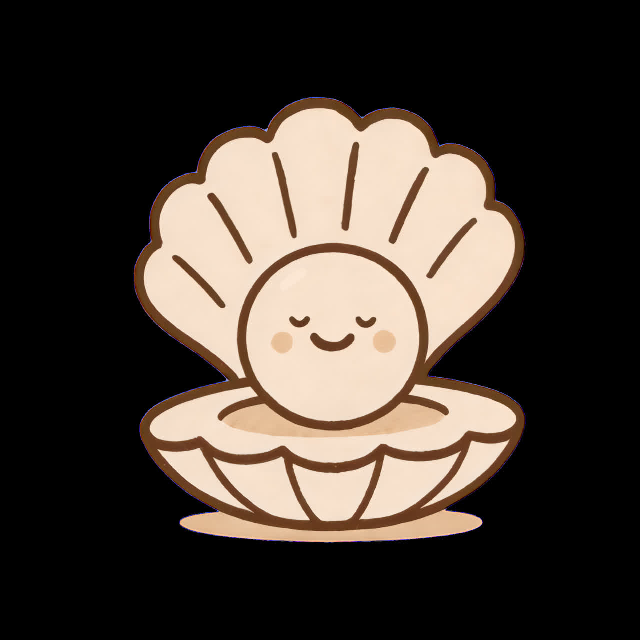 Cute smiling pearl illustration animation isolated asset, transparent 4K video, alpha channel
