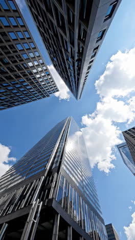modern skyscrapers reaching into a blue sky